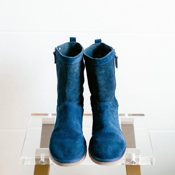 UGG Shoes - UGG Classic Short Women's 7 Dark Blue Suede Cutout
